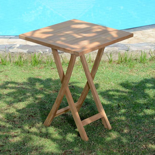 Table pliante carrée en teck Ecograde Goa 120 x 120 cm - Achat