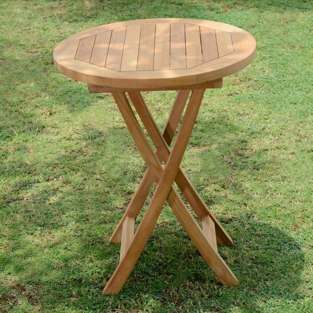 Table pliante ronde en teck Ecograde© Bistrot ø 60 cm